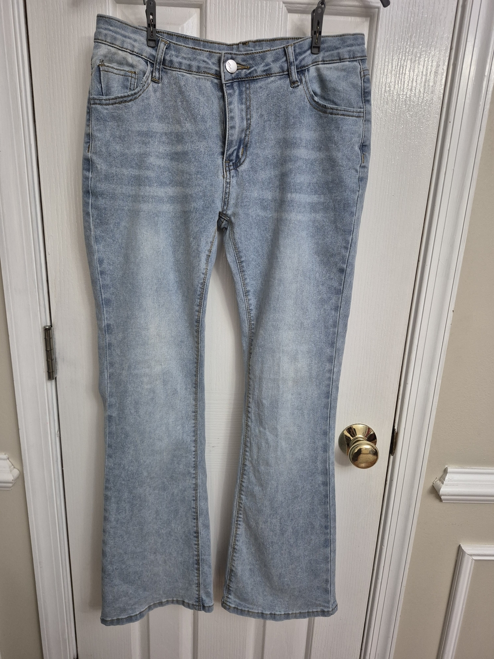 SHEIN Washed Light Blue Flare Jeans L